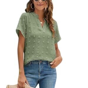 Blooming Jelly V-Neck Sage Green Pullover Blouse Size Large NEW